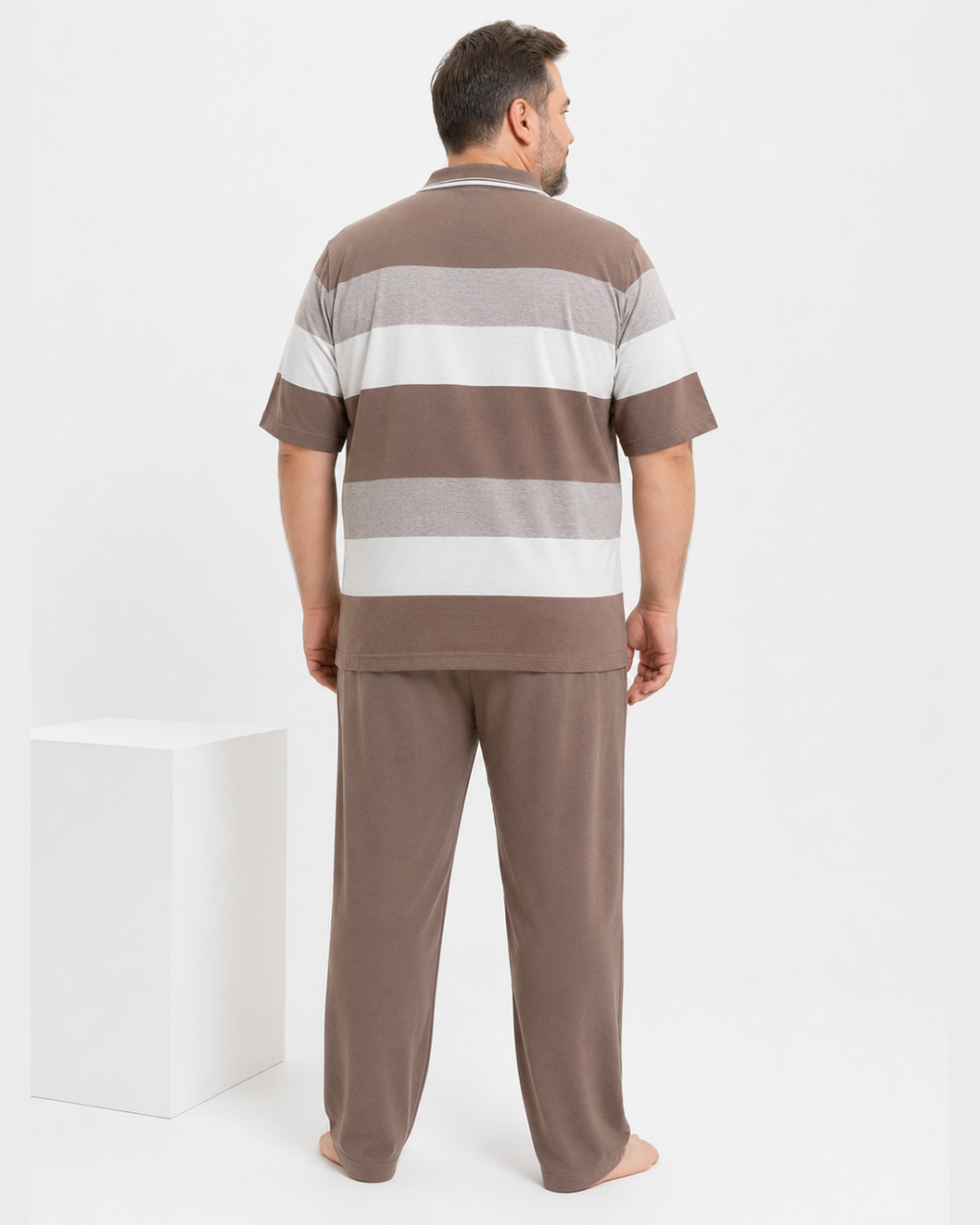 Beige Polo Collar Tracksuit