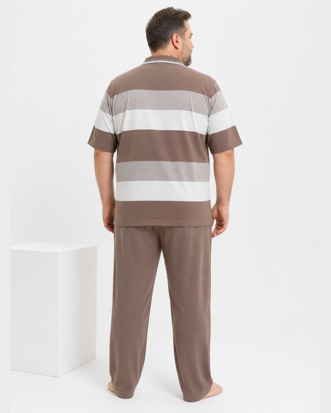 Beige Polo Collar Tracksuit