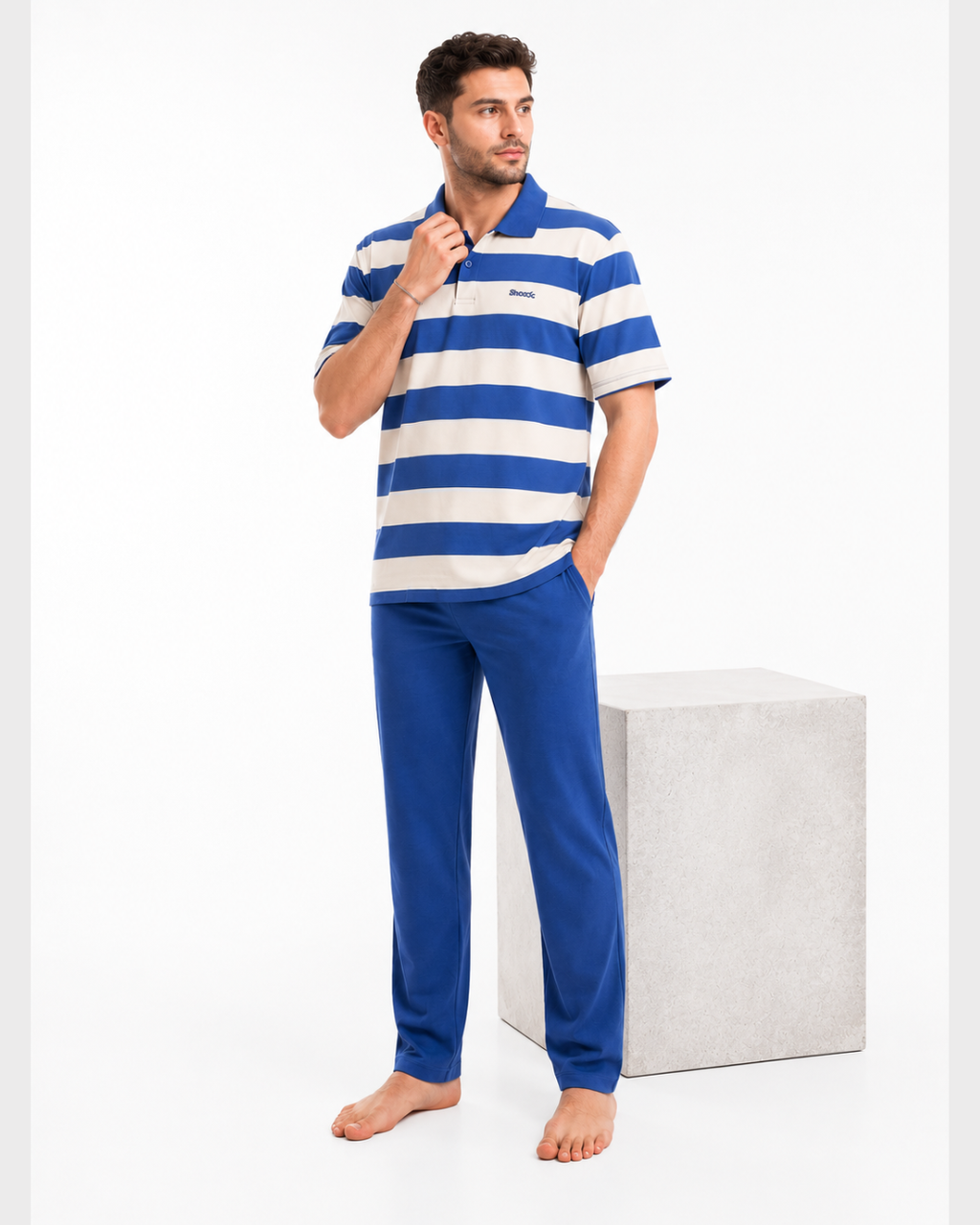 Sky blue polo neck tracksuit