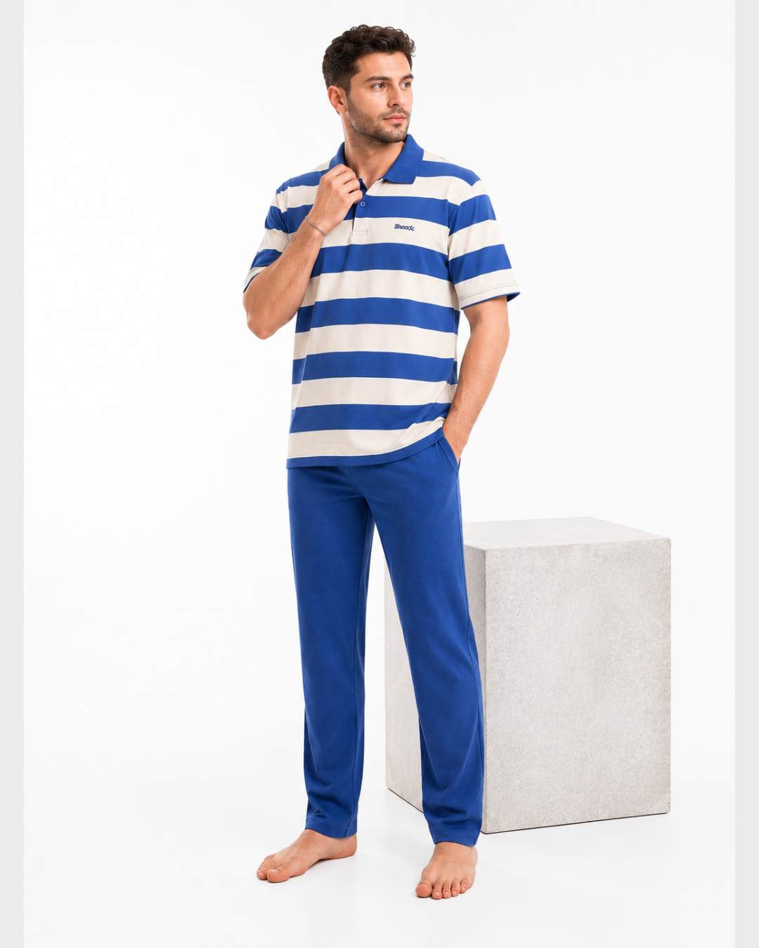 Sky blue polo neck tracksuit